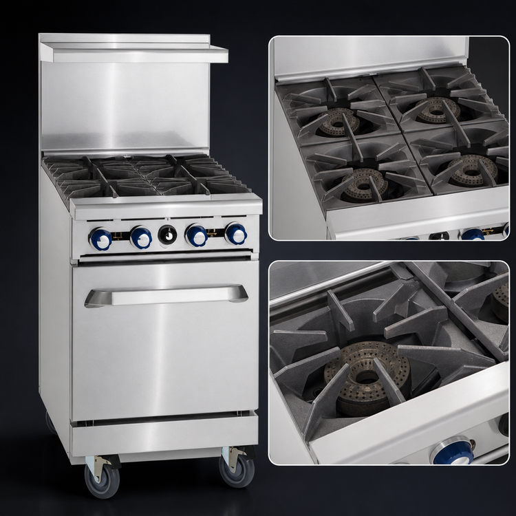 Product image #3 for Pro Series 24-Inch Gas Restaurant Range with 4 Burners and Space Saver Oven