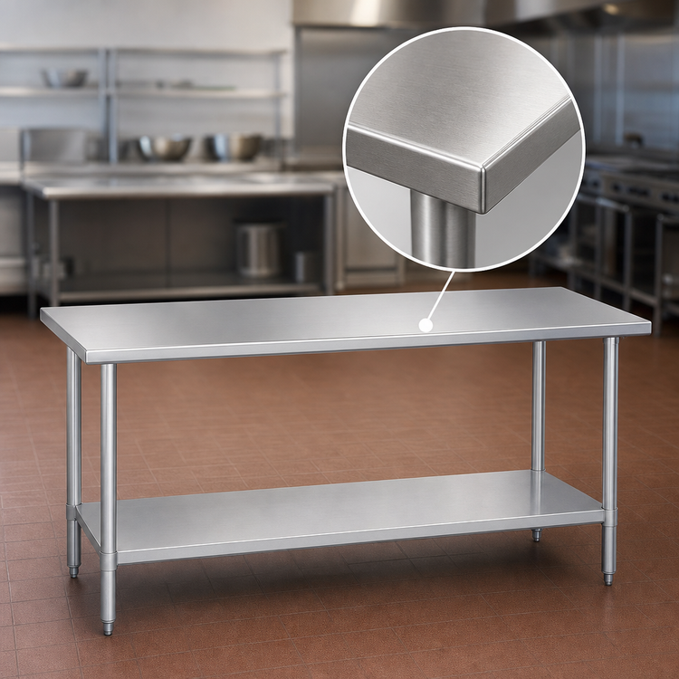 Product image #3 for Duke Stainless Steel Work Table with Undershelf, 84 x 36 x 36 Inches, No Backsplash