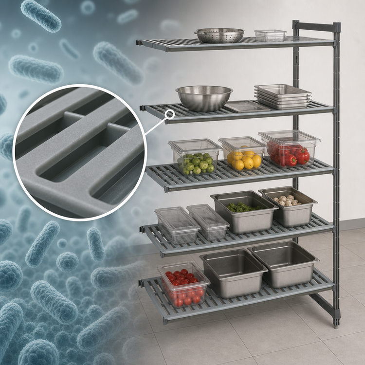 Product image #3 for Cambro Camshelving Basics Plus 5-Tier Vented Add-On Polymer Shelving Unit, 18 x 30 x 84 Inches, Brushed Graphite
