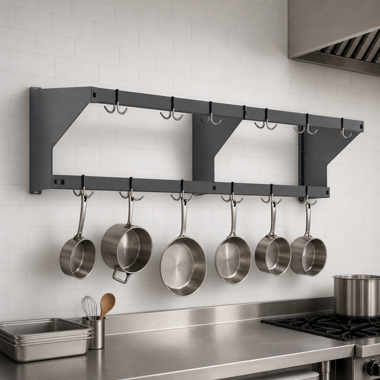 Product image #3 for Eagle Group WM48APR-X Wall-Mounted Double-Bar Aluminum Pot Rack, 48 Inch