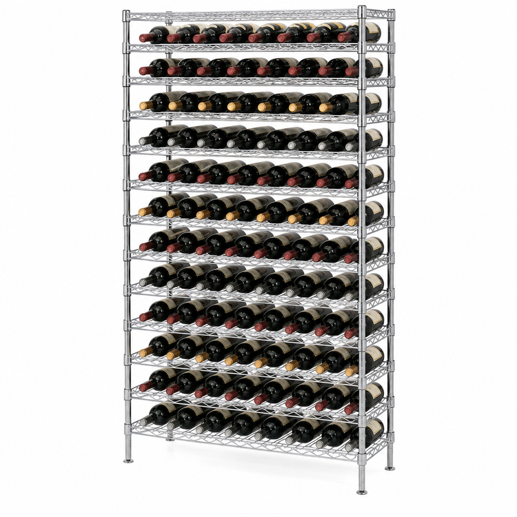 Product image #3 for Quantum Commercial Wire Wine Cradle Shelving Unit, 48"W x 14"D x 74"H, 168-Bottle Capacity