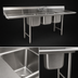 Thumbnail image #3 for Eagle Group Freestanding Three-Compartment Stainless Steel Sink with Double Drainboards, 24 x 24 x 13-1/2 Inch Bowls