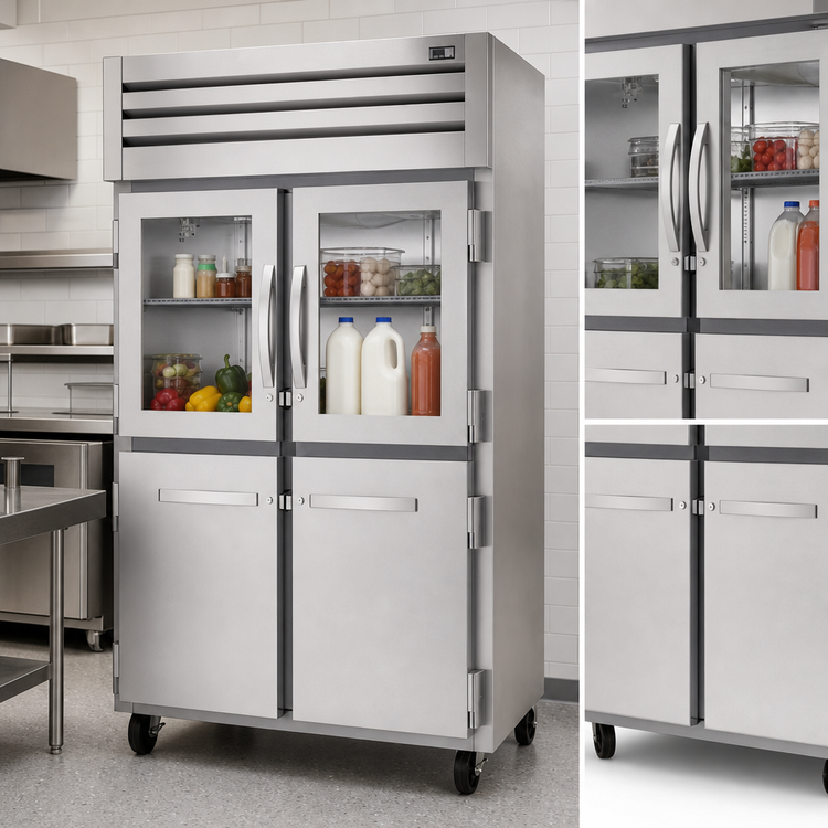Product image #3 for True SPEC SERIES Two-Section Reach-In Refrigerator with 2 Glass Half Doors and 2 Stainless Steel Half Doors