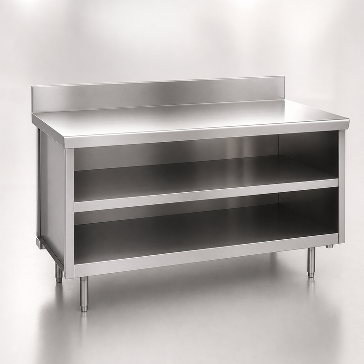 Product image #3 for La Rosa Open Cabinet Base Utility Stand with Intermediate Shelf, 84 Inch L x 32 Inch D, Stainless Steel