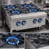 Thumbnail image #3 for Globe 24-Inch Commercial Gas Countertop Hot Plate, 4 Burners, Natural Gas/LP Convertible