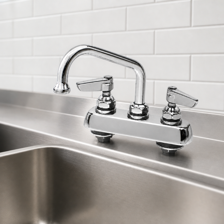 Product image #3 for T&S Deck-Mount Manual Faucet with 8-Inch Swing Spout, 4-Inch Centers, Low Lead