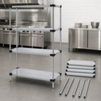 Thumbnail image #3 for Quantum WRS4-74-2448SS Solid Stainless Steel Shelving Starter Kit, 48"W x 24"D x 74"H, 4 Shelves, Stationary