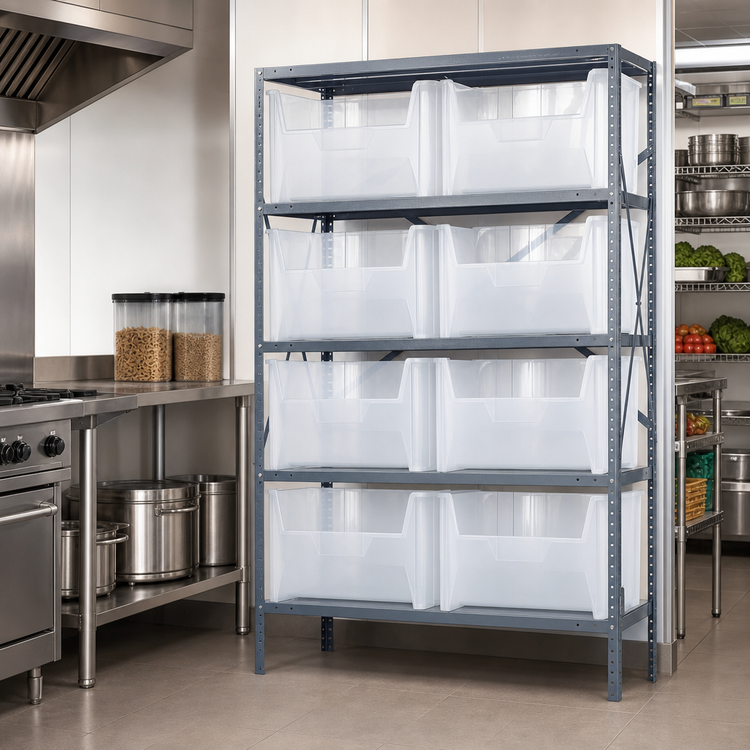 Product image #3 for Quantum Heavy-Duty Wire Shelving Unit with 6 Shelves and 10 Clear Bins, 42 x 18 x 75 Inches