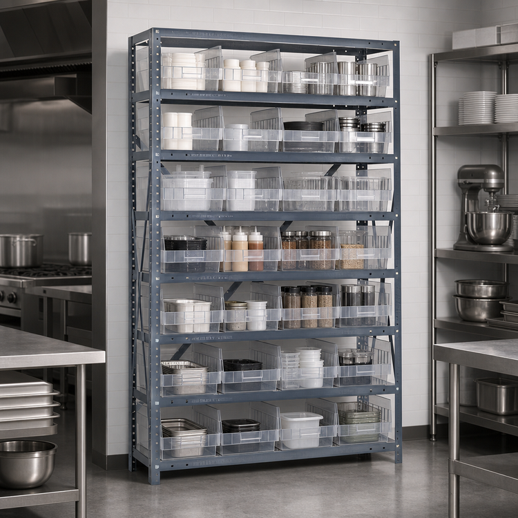 Product image #3 for Quantum Heavy Duty Stationary Wire Shelving Unit with 13 Shelves and 36 Clear Bins, 36"W x 18"D x 75"H