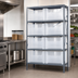 Thumbnail image #3 for Quantum Heavy-Duty Wire Shelving Unit with 6 Shelves and 10 Clear Bins, 42 x 18 x 75 Inches