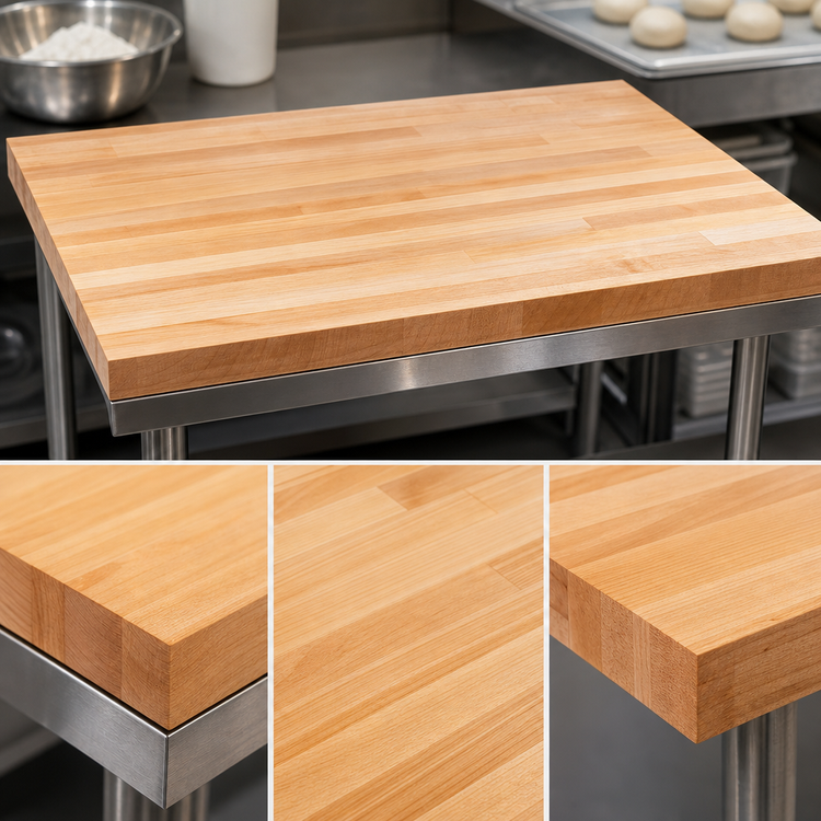 Product image #3 for John Boos 96 Inch x 25 Inch x 1-1/2 Inch Edge Grain Maple Work Table Top