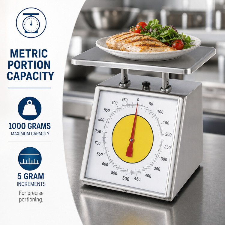 Product image #3 for Edlund Deluxe Countertop Metric Portion Control Food Scale, 1000 g x 5 g, Rotating Dial, Air Dashpot