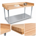 Thumbnail image #3 for John Boos DNS16 84-Inch x 36-Inch Baker's Top Wood Work Table with 1-3/4-Inch Maple Top, 4-Inch Riser, and Galvanized Undershelf