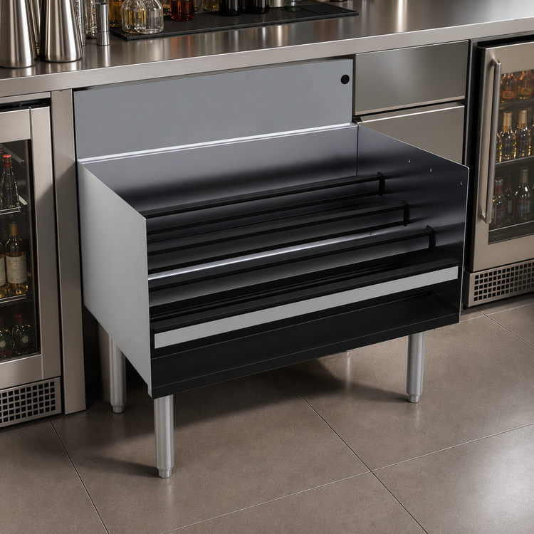 Product image #3 for Glastender Freestanding Stainless Steel Underbar Liquor Steps for 24-Inch Deep Units
