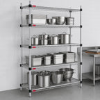 Thumbnail image #3 for Eagle Group Quad-Adjust F2QA2-74-1860S 4-Tier Stationary Wire Shelving Starter Unit, 60"W x 18"D x 74"H, Stainless Steel Finish