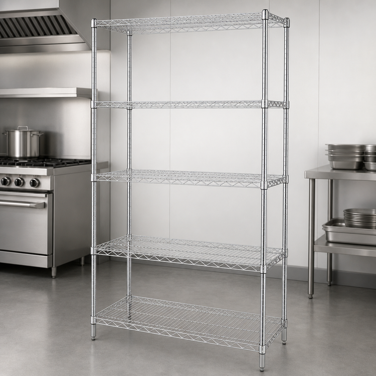 Product image #3 for Quantum 36" x 36" x 74" Chrome Plated Wire Shelving Starter Kit with 5 Shelves