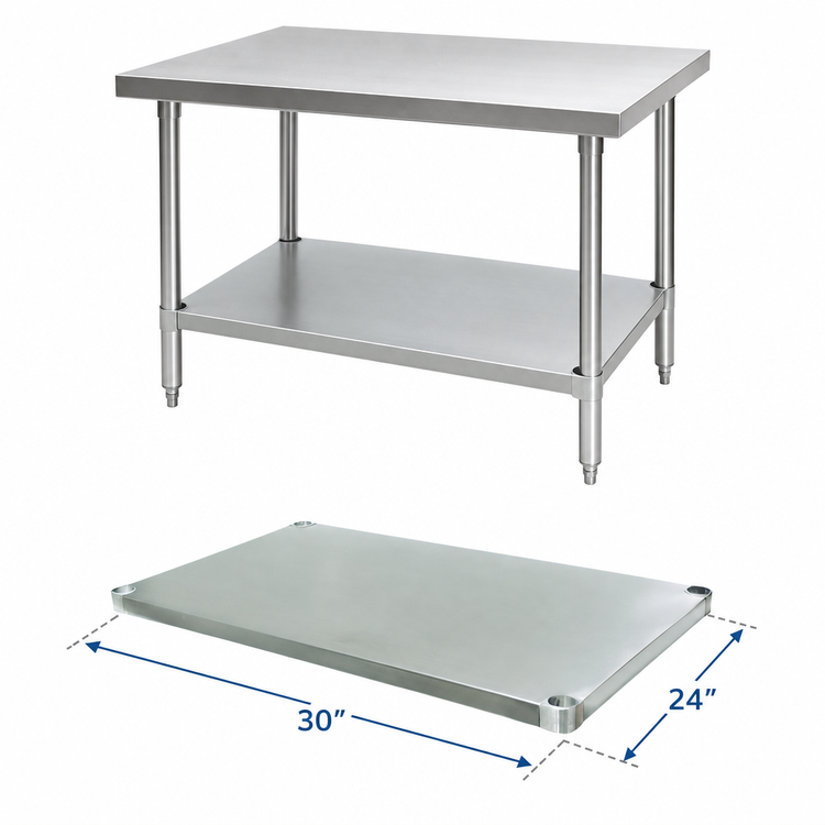 Product image #3 for Advance Tabco Galvanized Undershelf for 30 x 24 Inch Work Tables
