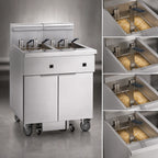 Thumbnail image #3 for Imperial (Middleby) IFSSP475ET 4-Battery Electric Floor Fryer, 75 lb. Tanks, Built-In Filter, Electronic Thermostat, Stainless Steel
