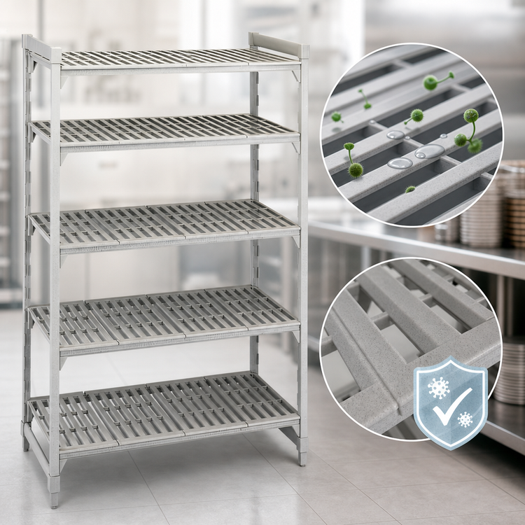 Product image #4 for Cambro Camshelving Premium 5-Shelf Stationary Starter Unit, 21 x 30 x 72 Inches, Vented, Speckled Gray