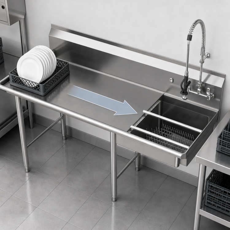 Product image #3 for 72-Inch Straight Soiled Dishtable with Left-to-Right Operation and Pre-Rinse Sink
