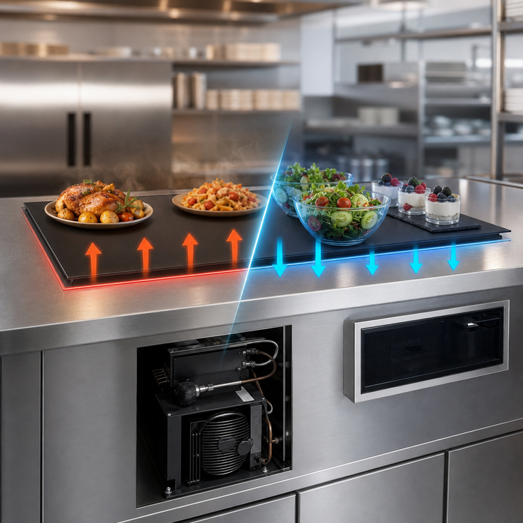 Product image #3 for Hatco HCSBFR-24-I Built-In Flush Top Hot/Cold Shelf, 24-Inch x 19.5-Inch Usable Surface, Remote Refrigeration, Hardcoat Aluminum