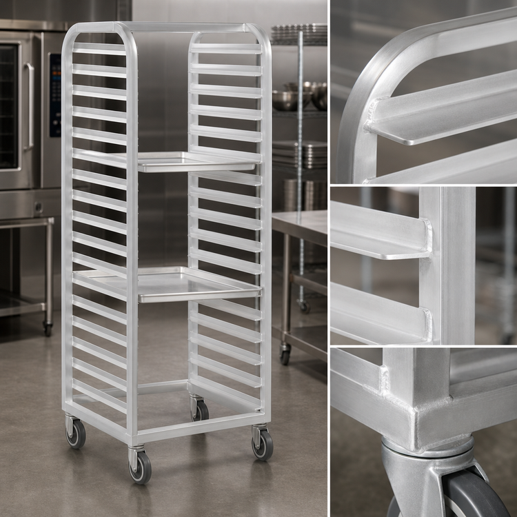 Product image #3 for Channel Manufacturing All-Welded Aluminum Side-Load Full-Size Bun Pan Rack, 18-Pan Capacity, Standard Heavy-Duty Series, 28.5 x 18 x 64 Inches