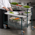 Thumbnail image #3 for Metro PrepMate MultiStation Adjustable Prep Cart with 18 x 24 Solid Stainless Steel Shelf and MetroSeal 3 Wire Shelf