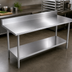 Thumbnail image #3 for Duke Deluxe 72 Inch x 24 Inch 16-Gauge 300 Series Stainless Steel Work Table with 5 Inch Riser, Stainless Steel Undershelf, and Posts