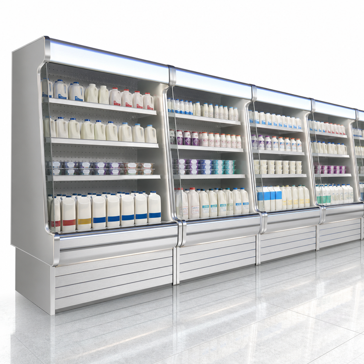 Product image #3 for Howard-McCray 35E Series Sloped Dairy Open Merchandiser, 63-Inch Wide, Self-Contained, LED Lighting, Stainless Steel