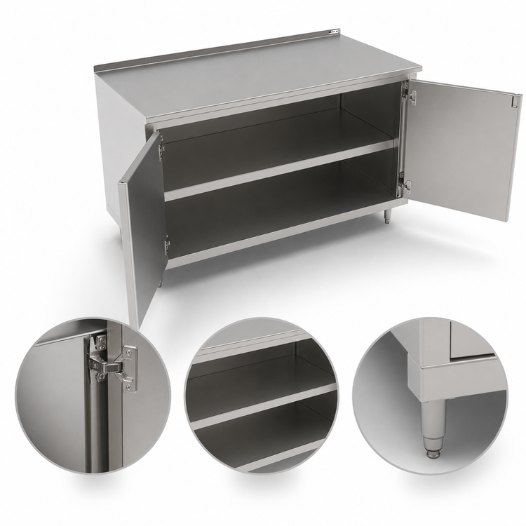 Product image #3 for John Boos 36-Inch x 36-Inch Cabinet Base Enclosed Work Table with Hinged Doors and 1-1/2-Inch Rear Riser