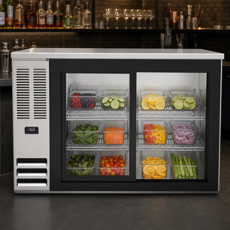 Product image #3 for Beverage-Air 48-Inch Two-Section Food-Rated Back Bar Refrigerator with Sliding Glass Doors