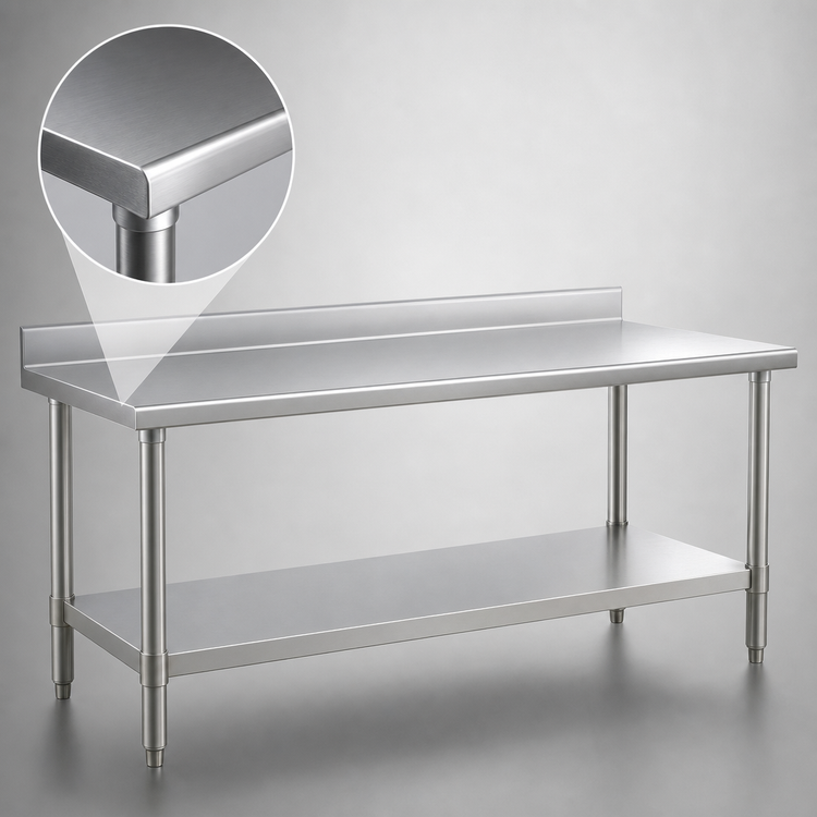 Product image #3 for Deluxe Series Stainless Steel Work Table with 4-1/2-Inch Backsplash and Adjustable Undershelf, 108 x 36 Inches