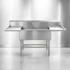 Thumbnail image #3 for Eagle Group Spec-Master FFN2736-2-30-14/3 Two-Compartment Flush Front Sink, 14-Gauge 304 Stainless Steel, 30" Left & Right Drainboards