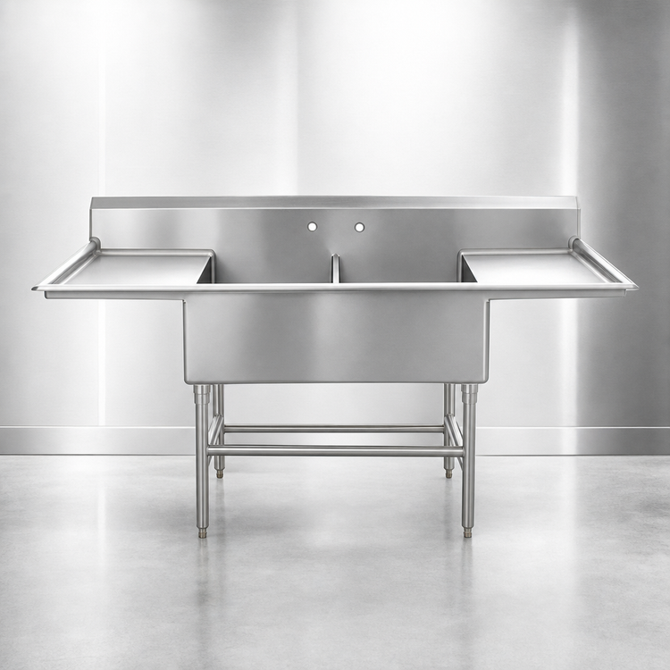 Product image #3 for Eagle Group Spec-Master FFN2736-2-30-14/3 Two Compartment Flush Front Sink with 30" Drainboards