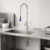 Thumbnail image #3 for T&S Brass EasyInstall Single-Hole Deck-Mount Pre-Rinse Mixing Faucet with Add-On Faucet, 6-Inch Swing Nozzle, 24-Inch Riser and 44-Inch Hose