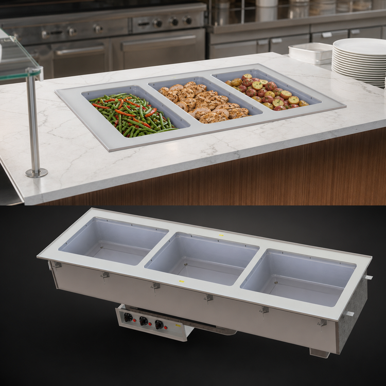 Product image #3 for Vollrath Short-Side Marine Grade Drop-In Hot Well, 3 Full-Size Pans, Infinite Controls, 120V