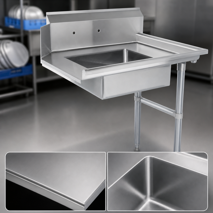 Product image #3 for Steel Works Stainless 36-Inch Straight Soiled Dish Table with Pre-Rinse Bowl