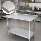Thumbnail image #3 for Advance Tabco SFG-240 30 x 24 Inch Stainless Steel Work Table, 16 Gauge 430 Top, Rear Up-Turn, Adjustable Undershelf