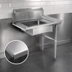 Thumbnail image #3 for Steel Works Stainless SWSDT-26R Right-to-Left 16-Gauge Stainless Steel Soiled Dish Table, 26" x 30", with 20" x 20" x 5" Pre-Rinse Bowl