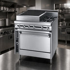 Thumbnail image #3 for Jade Range (Middleby) Titan JTRH-18B-1FHT36C 36-Inch Heavy-Duty Gas Range with 18-Inch Charbroiler, 18-Inch French Hot Top & Convection Oven