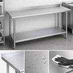 Thumbnail image #3 for Duke Manufacturing 416-2484-2R 84 x 24-Inch, 36-Inch High Stainless Steel Work Table, 16-Gauge 400 Series Top, Riser, Galvanized Undershelf