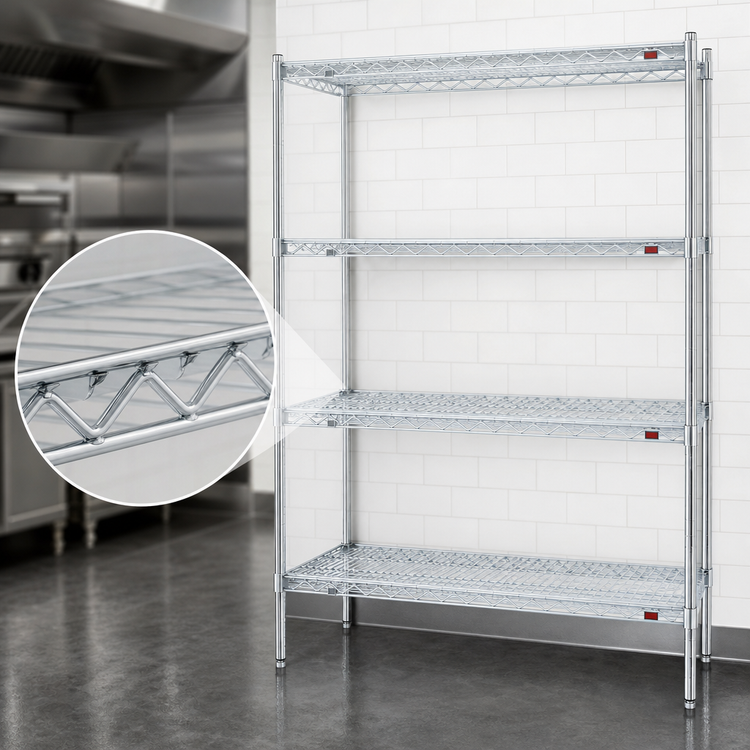 Product image #3 for Eagle Group 4-Tier Chrome-Plated Wire Add-On Shelving Unit with QuadTruss® Shelves, 48W x 24D x 74H