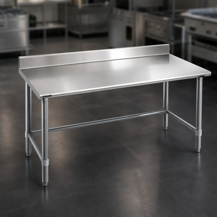 Product image #3 for Eagle Budget Series Stainless Steel Work Table with 4-1/2" Backsplash, 84"W x 30"D