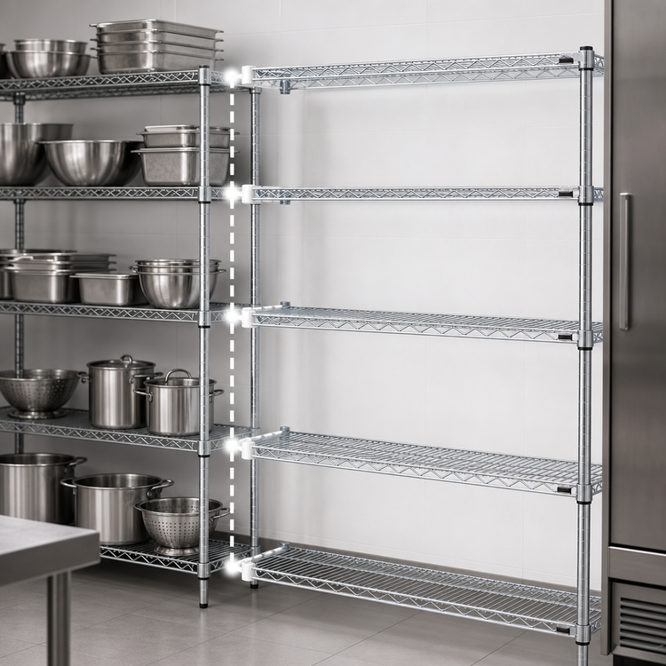 Product image #3 for Eagle Group 4-Tier Chrome-Plated Wire Add-On Shelving Unit with QuadTruss Design, 60W x 21D x 63H
