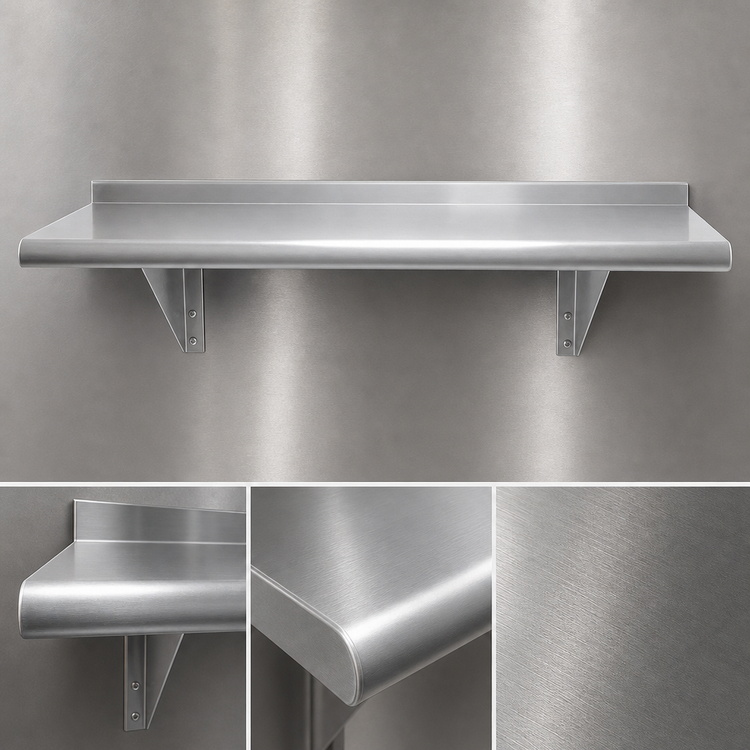 Product image #3 for Advance Tabco 60-Inch x 18-Inch Wall-Mounted Shelf, 16-Gauge 304 Stainless Steel, Satin Finish