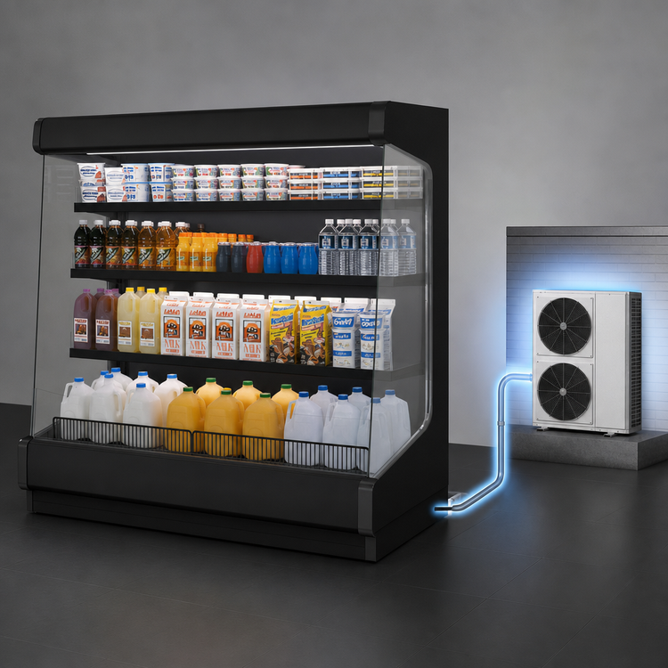 Product image #4 for Howard-McCray Ovation Series Remote Dairy Open Merchandiser, 123 Inch Wide, 72 Inch High, Black, LED Shelves