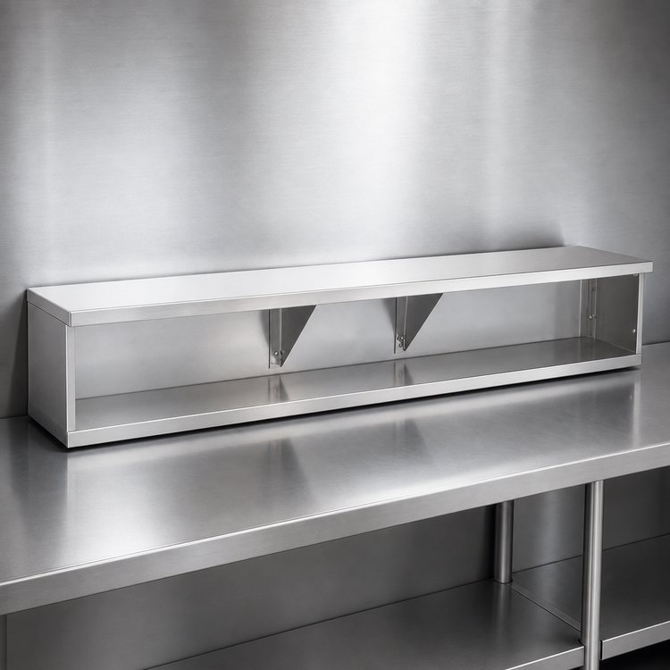 Product image #3 for Advance Tabco TDS-6 Stainless Steel Add-On Dish Shelf for TCB Series Food Table Shelves, 93-1/16"W x 7"D