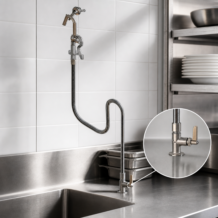 Product image #3 for T&S Brass Single Pantry Deck-Mount Pot Filler Faucet with Hook Nozzle Spray Valve and 68-Inch Hose
