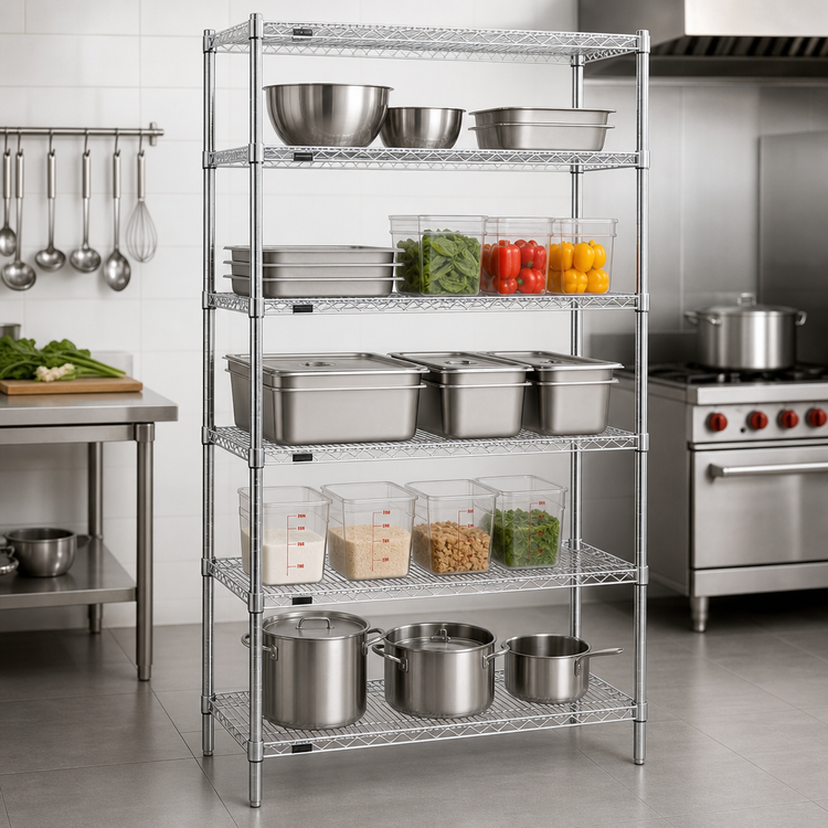 Product image #3 for Redipak 5-Tier Stationary Wire Shelving Unit, 36 x 24 x 63 Inches, Chrome Finish