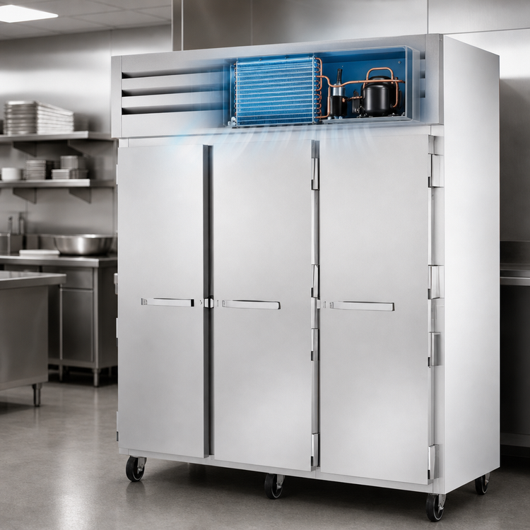 Product image #3 for SPEC SERIES Three-Section Reach-In Freezer with Solid Swing Doors and Top-Mounted Self-Contained Refrigeration